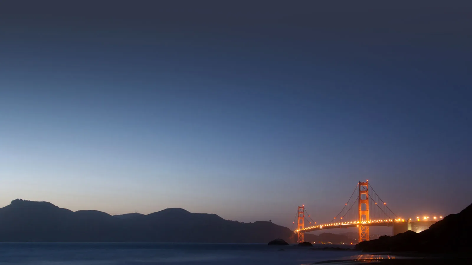 Bay Bridge and East Bay skyline near Berkeley, California